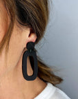 Mingled  Riley Matte Black Statement Earrings