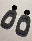 Mingled  Riley Matte Black Statement Earrings