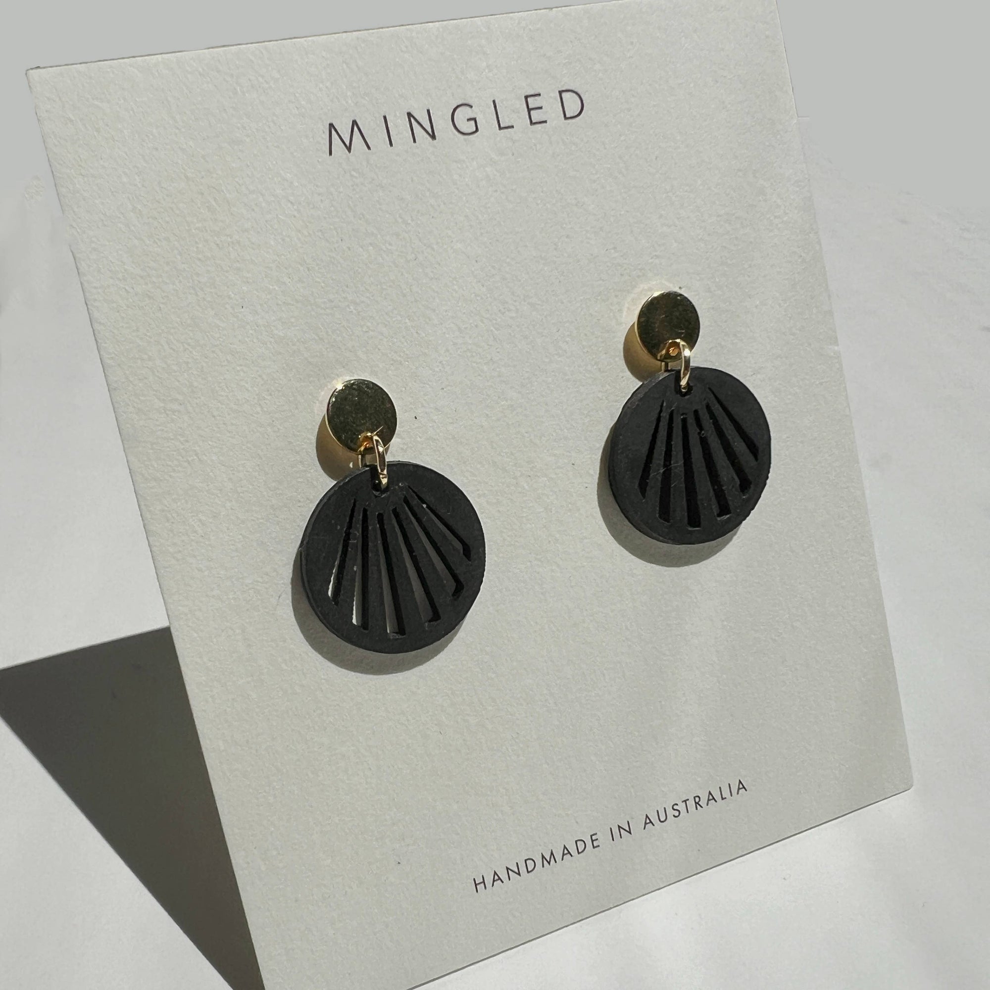 Mingled RADIANCE | Minimalist Gold and Black Dangle Earrings - LUXAMORE -Earings