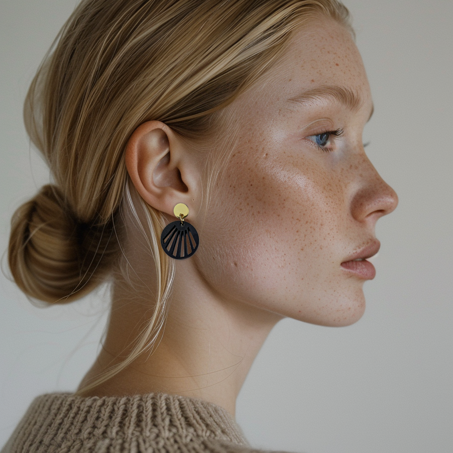 Mingled RADIANCE | Minimalist Gold and Black Dangle Earrings - LUXAMORE -Earings