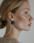 Mingled RADIANCE | Minimalist Gold and Black Dangle Earrings - LUXAMORE -Earings
