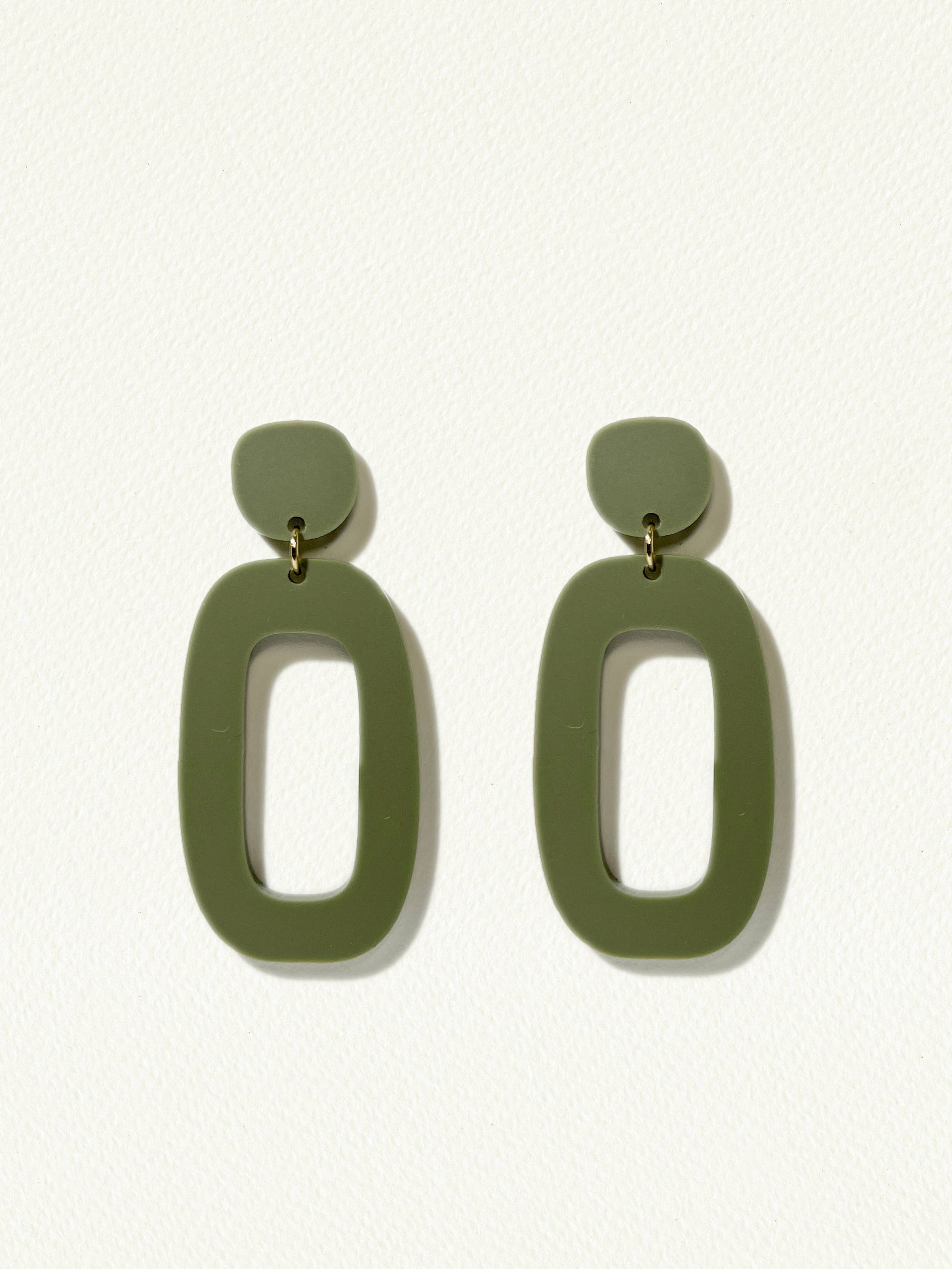 Mingled RILEY Dangle Earrings in Olive Green - LUXAMORE -Earings-Mingled RILEY Dangle Earrings are the perfect statement earrings designed for the minimalist to compliment your outfit day and night. Minimalist and modern.