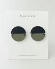 Mingled Statement Studs in Olive Green and Black - LUXAMORE --