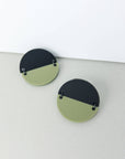 Mingled Statement Studs in Olive Green and Black - LUXAMORE --