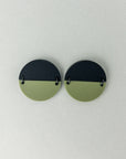Mingled Statement Studs in Olive Green and Black - LUXAMORE --