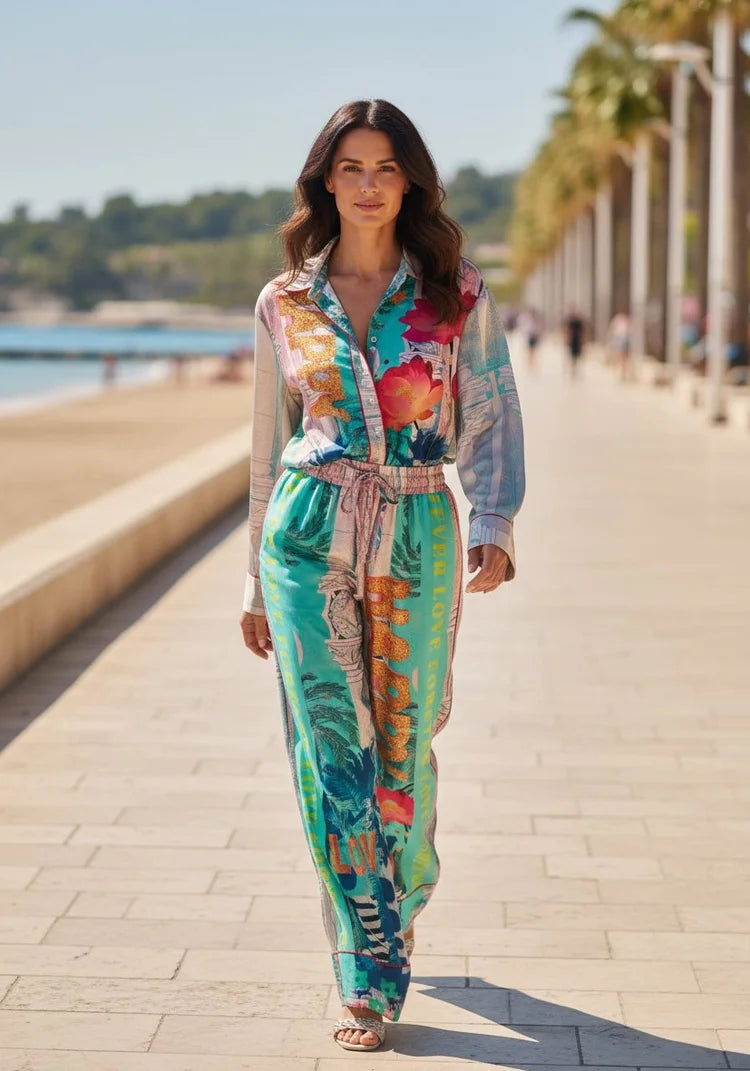 Miss Goodlife Love Palace blouse featuring one of a kind print. LUXAMORE