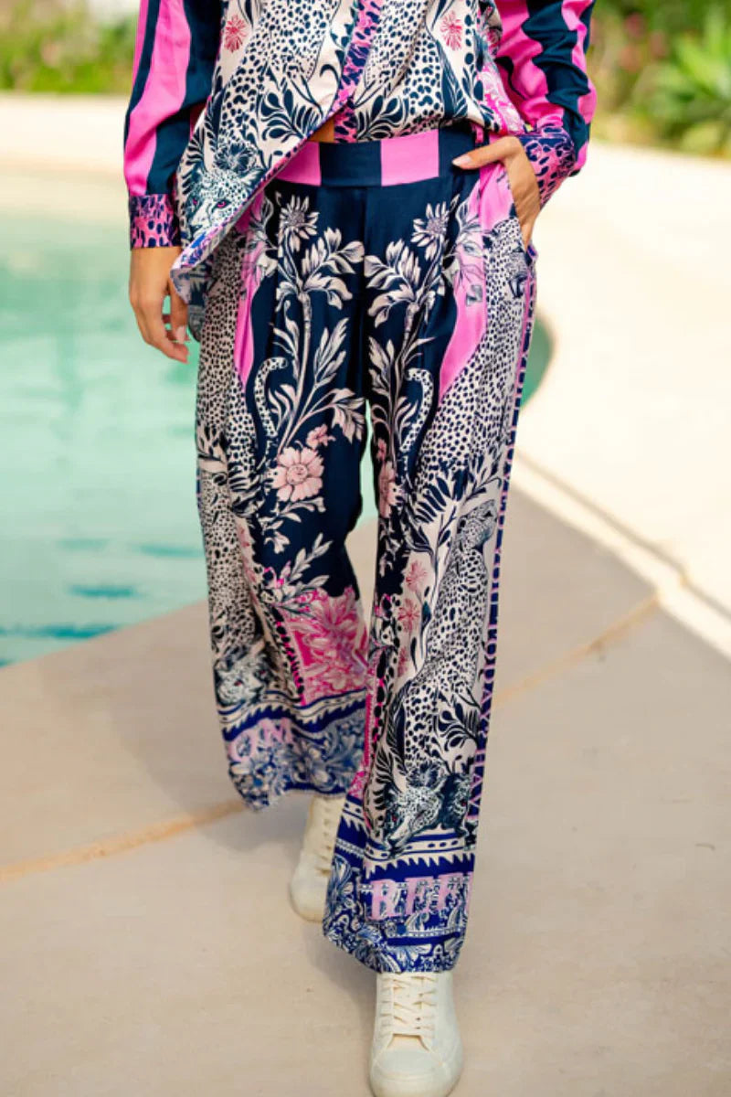 Miss Goodlife Freedom Pants Made in Italy worn by model in natural setting LUXAMORE 