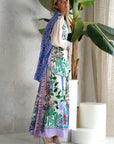 Miss Goodlife Green Garden Skirt Made in Italy worn by model in natural setting LUXAMORE 