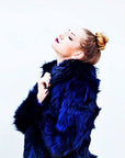 Woman Wearing Mode & Affaire Cascade Fur Coat In Ink - JACKET LUXAMORE