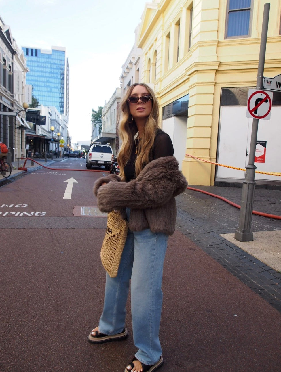 Woman Wearing Mode &amp; Affaire Cascade Fur Coat - Portobello - jacket LUXAMORE