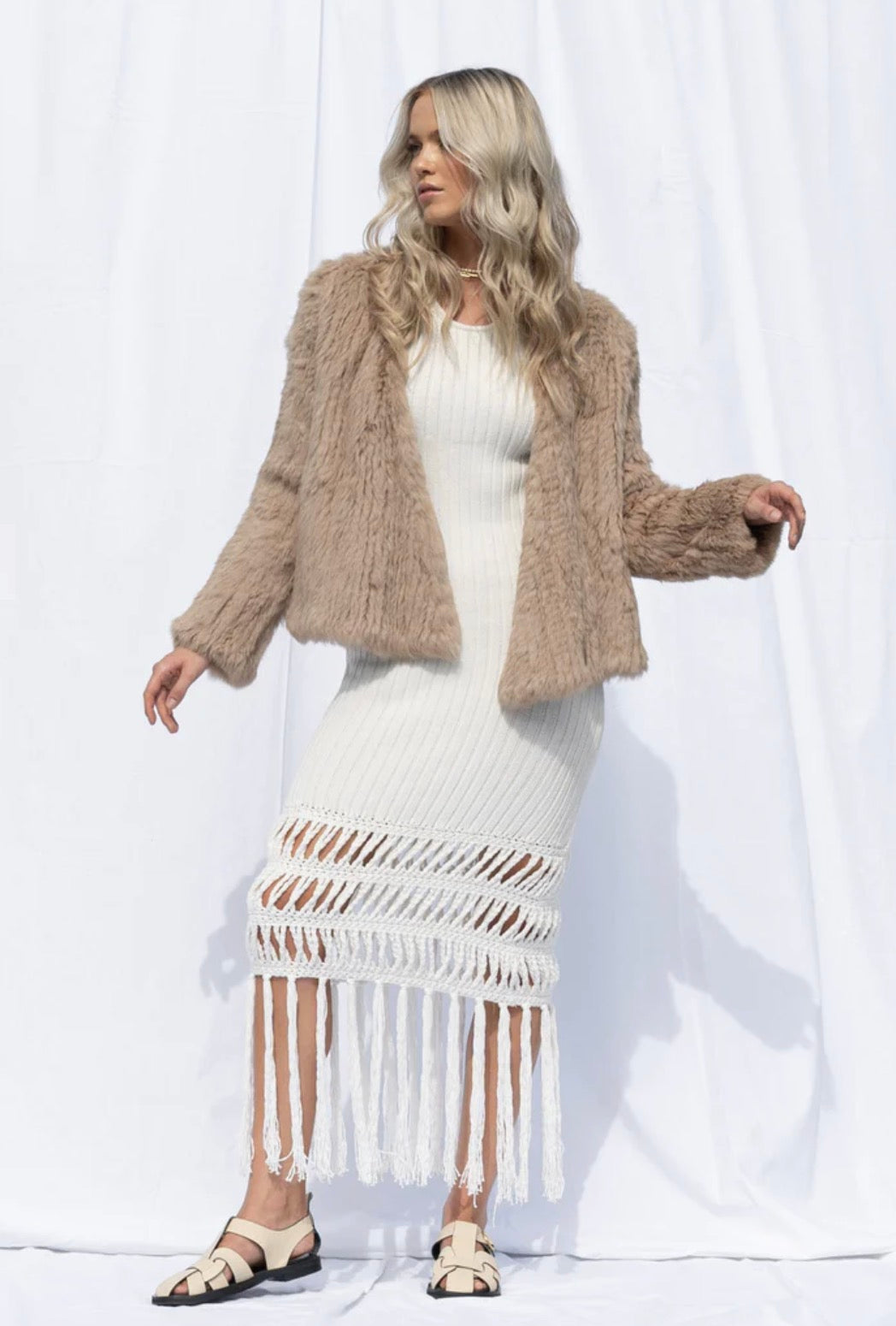 Mode &amp; Affaire Cascade Fur Jacket In Ink - LUXAMORE -JACKET-Mode &amp; Affaire Cascade Fur Jacket The Mode &amp; Affaire Cascade Rabbit Fur Jacket is a sustainable and ethically crafted winter staple Shop Mode &amp; Affaire Fur