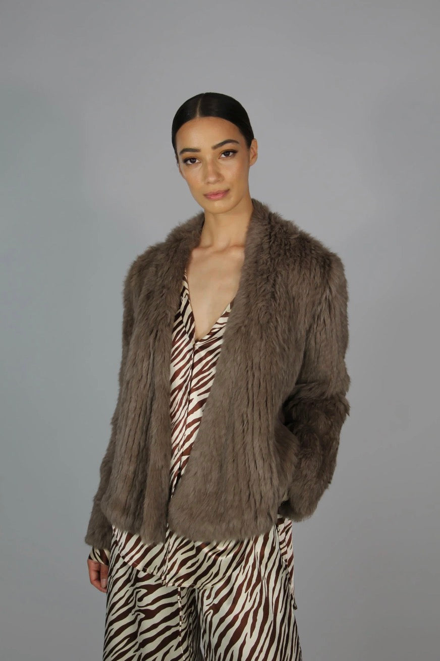 Mode &amp; Affaire Cascade Fur Jacket - Portobello - LUXAMORE -jacket-Discover the Mode &amp; Affaire Cascade Rabbit Fur Jacket — lightweight, ultra-soft, and ethically sourced. Perfect for AU women seeking timeless winter warmth with conscious style. 