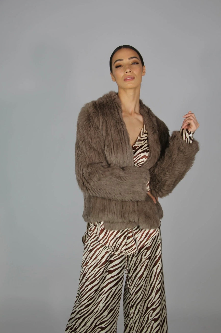 Mode &amp; Affaire Cascade Fur Jacket - Portobello - LUXAMORE -jacket-Discover the Mode &amp; Affaire Cascade Rabbit Fur Jacket — lightweight, ultra-soft, and ethically sourced. Perfect for AU women seeking timeless winter warmth with conscious style. 