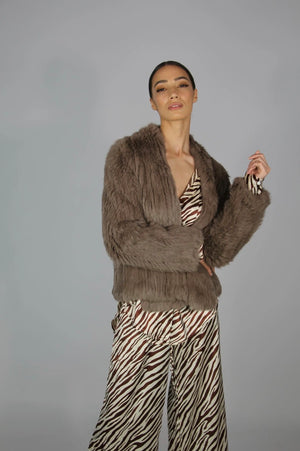 Mode & Affaire Cascade Fur Jacket In Portobello