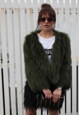 Mode & Affaire Exotique Fur Jacket In Forrest