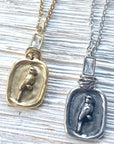 Cardinal necklace Memorial jewelry bird lover gift: Gold / 18” LUXAMORE  