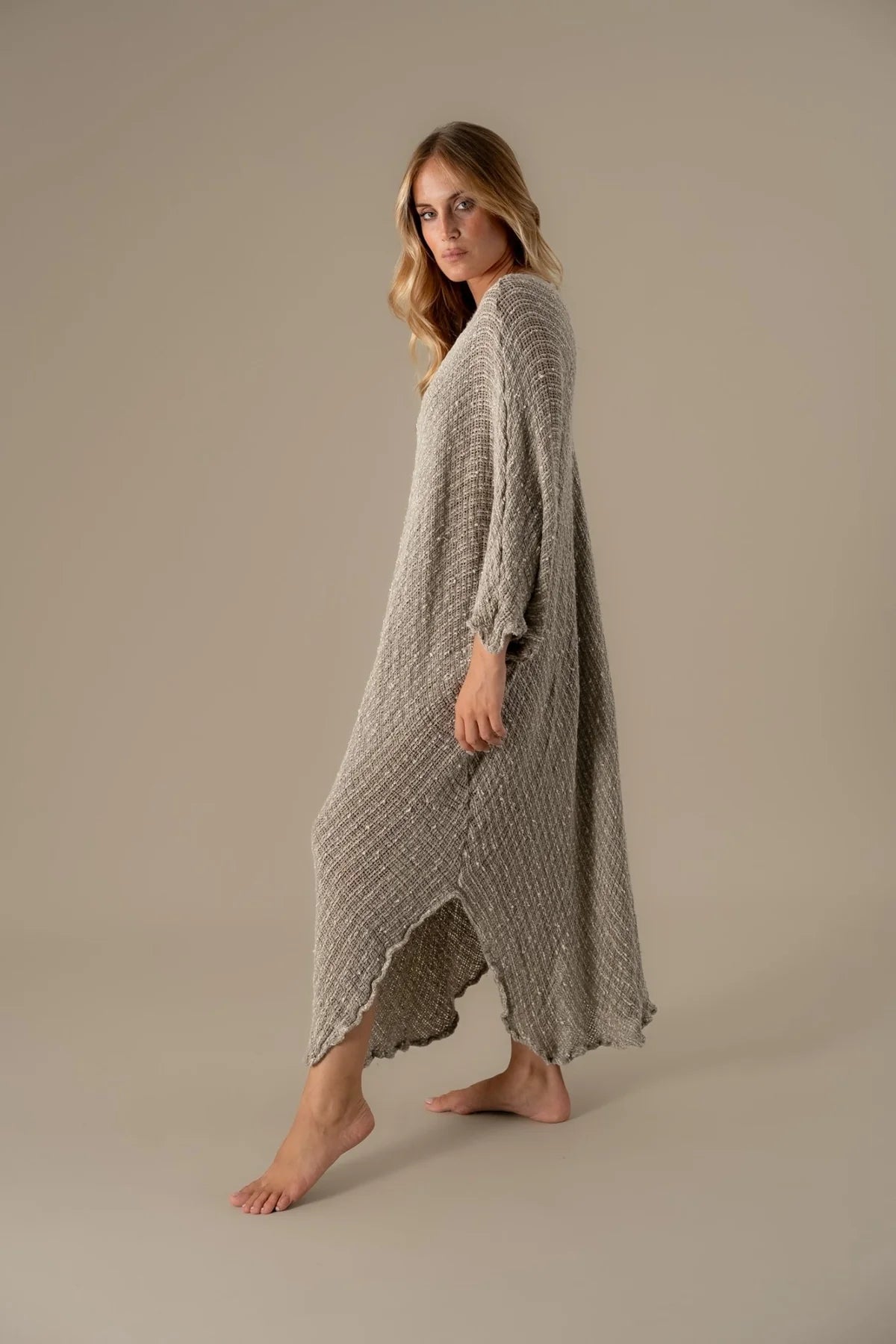 La Bottega di Brunella Linen Dress VESTITO FAUSTA - Camp. Luxor Natural