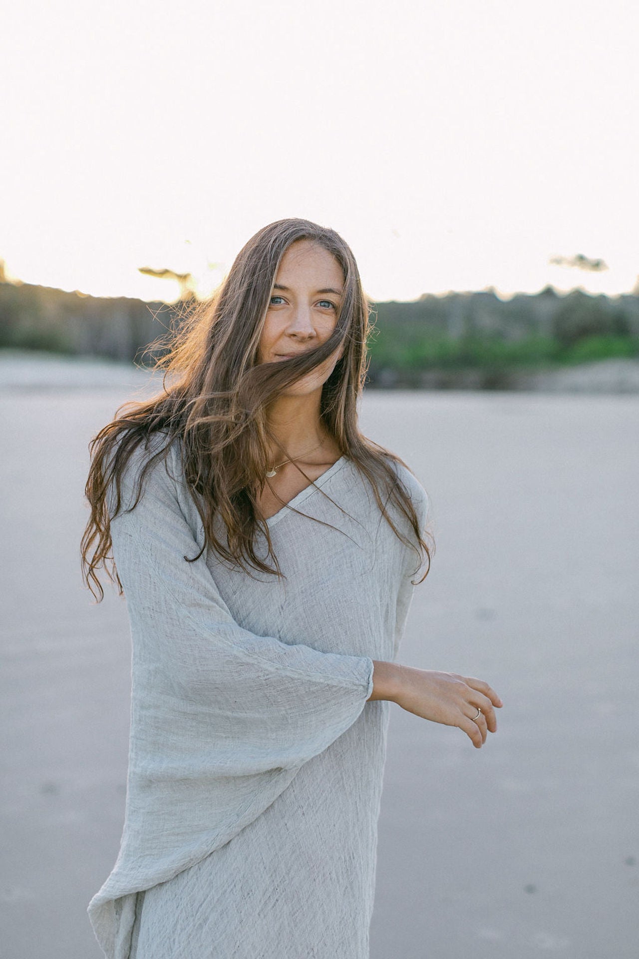 Pre Order La Bottega di Brunella Linen Dress Vestito Fausta Garzata - Natural - LUXAMORE -Dress-La Bottega di Brunella Vestito Fausta Naturale linen dress, designed and handcrafted in Italy. Made by artisans that embodies luxury shop La Bottega di Brunella