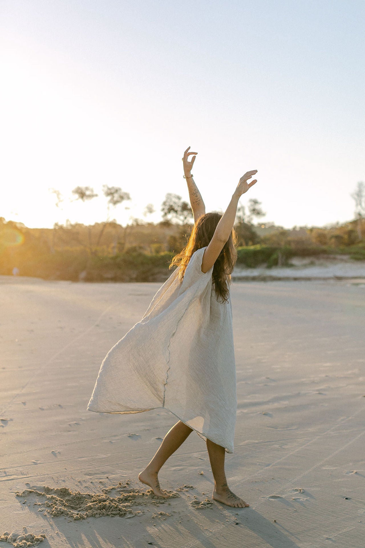 Pre Order La Bottega di Brunella Linen Dress Vestito Fausta Garzata - Natural - LUXAMORE -Dress-La Bottega di Brunella Vestito Fausta Naturale linen dress, designed and handcrafted in Italy. Made by artisans that embodies luxury shop La Bottega di Brunella
