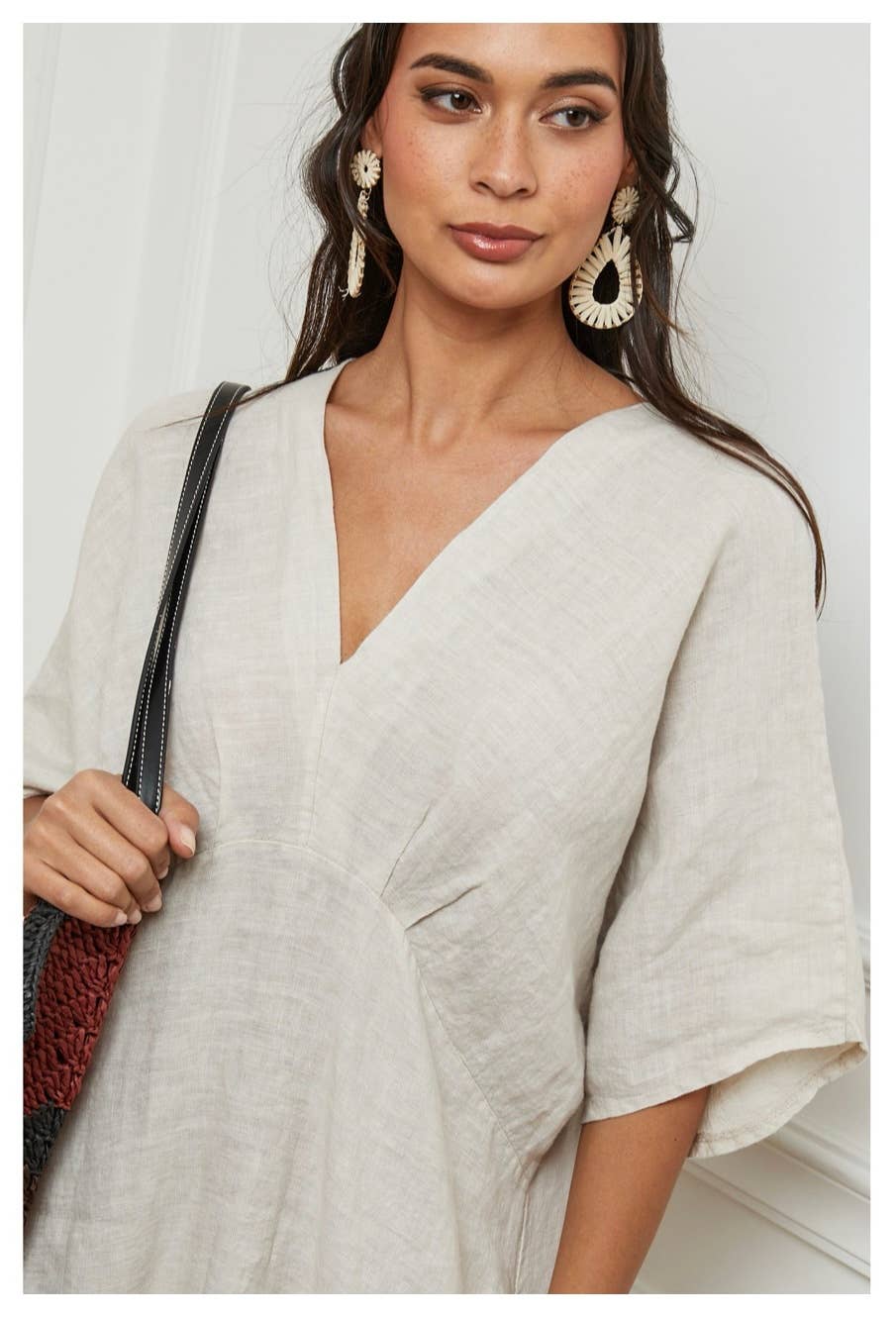 Linen Dress Maxi Made in Italy Charcoal Grey