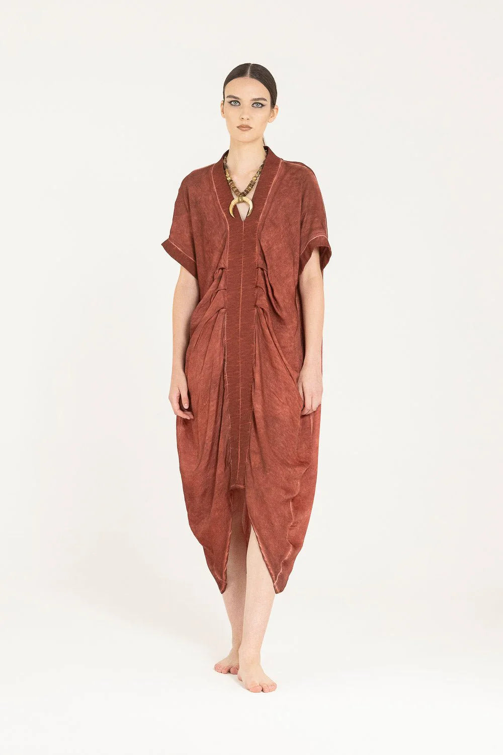 Sanctamuerte Dress worn by model in natural setting LUXAMORE 