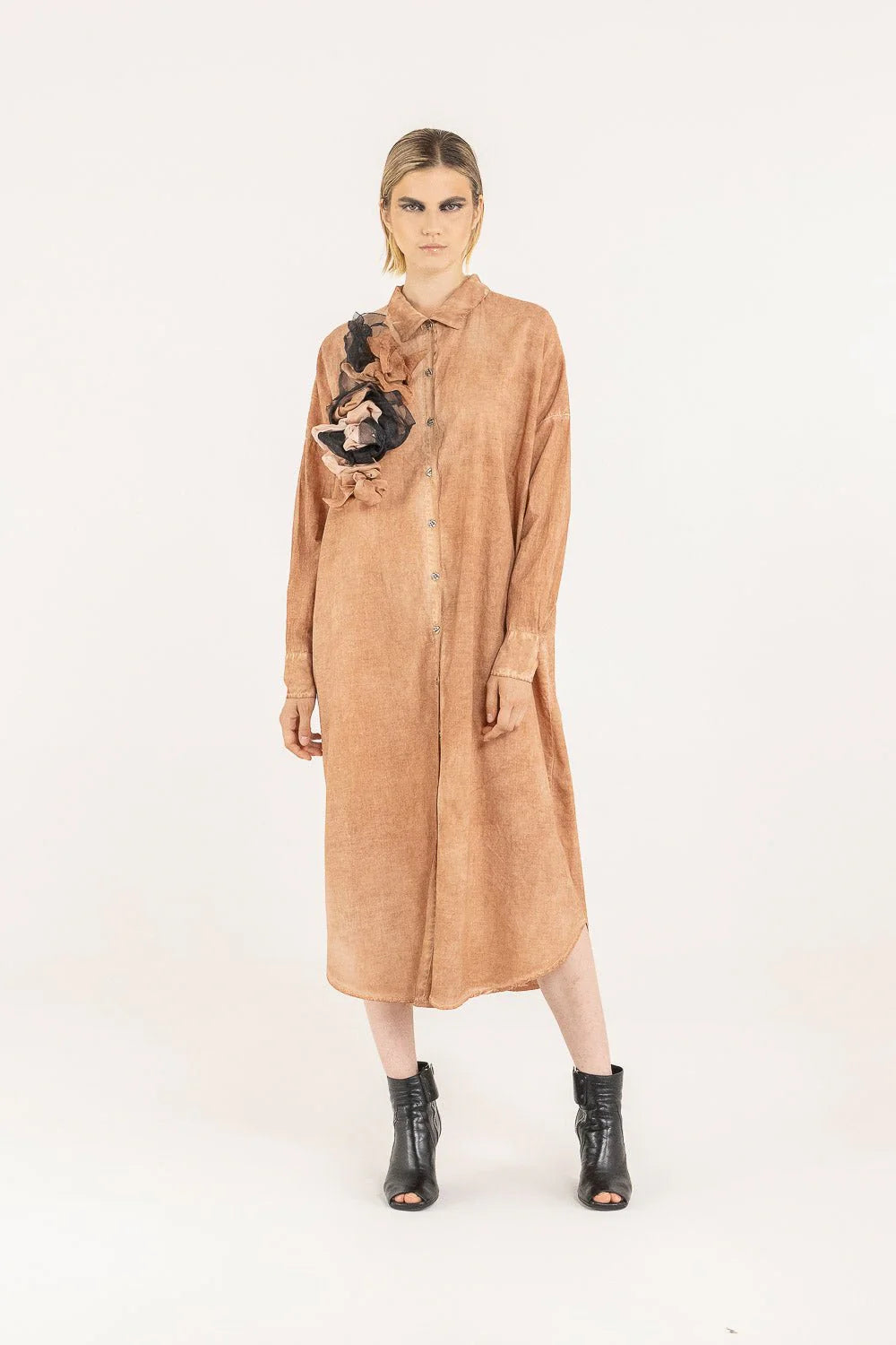 Sanctamuerte Dress worn by model in natural setting LUXAMORE 