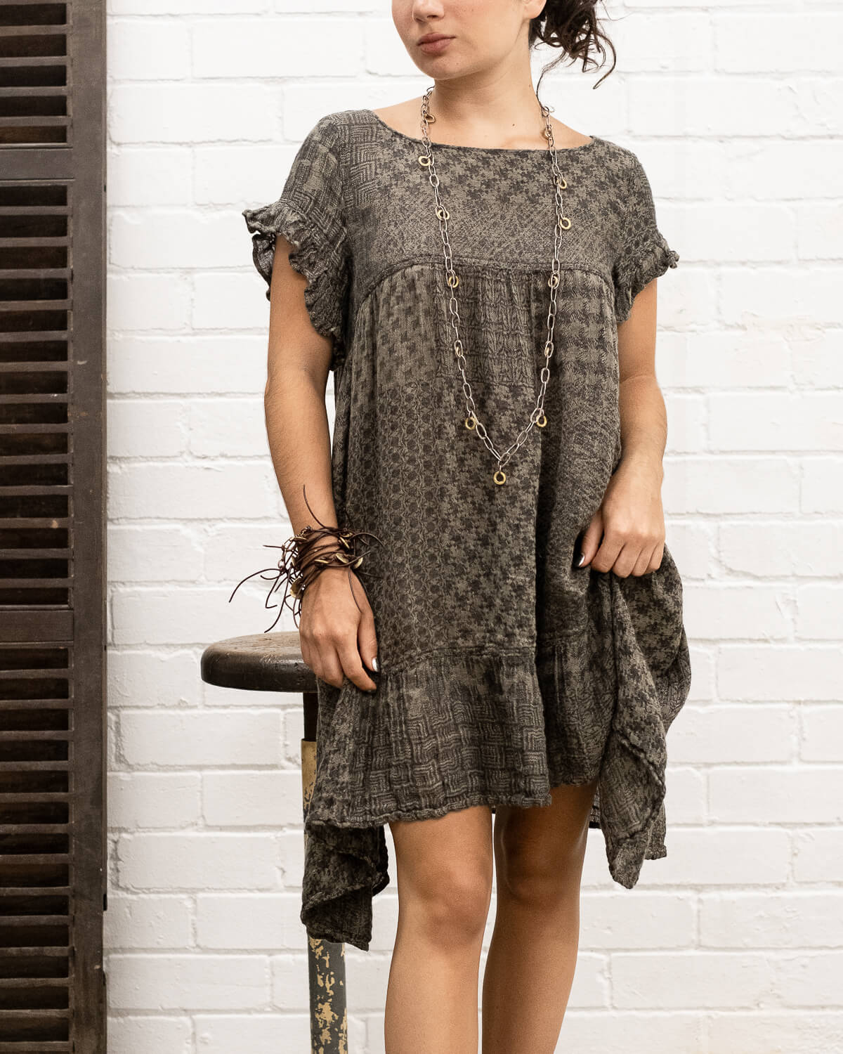 midi dress a line with sleeves Built-In Shapewear A-Line Midi Dress | Tummy Control