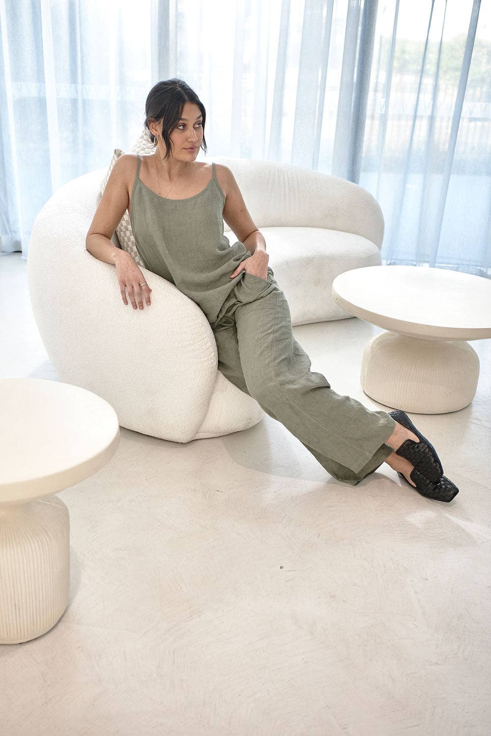 Wide Leg Linen Pant - Pistachio: Pistachio / XL