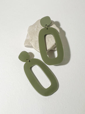 Mingled RILEY Dangle Earrings in Olive Green