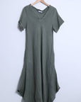 Linen Dress Maxi Bias Cut Made in Italy - Khaki - One size