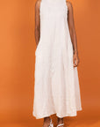 Linen Dress Maxi High Collar Made in Italy - Beige - One size