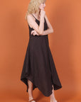 Linen Dress Flowy Maxi Made in Italy - Black - One size