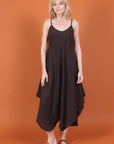 Linen Dress Flowy Maxi Made in Italy - Black - One size