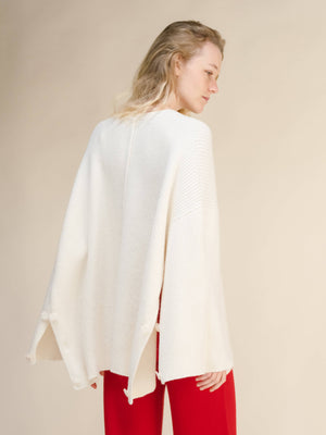 Maglione Mantella Oversize in Misto Cashmere: Beige