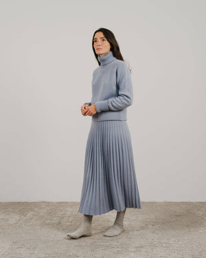 Cashmere blend pleated skirt (3D knit): Caramello