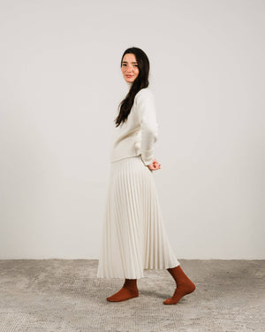 Cashmere blend pleated skirt (3D knit): Caramello