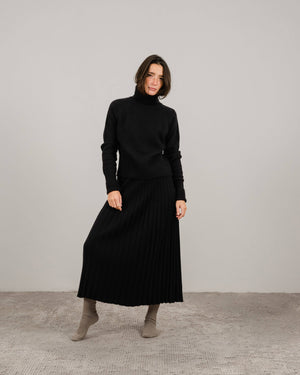 Cashmere blend pleated skirt (3D knit): Caramello