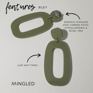 Mingled RILEY Dangle Earrings in Olive Green