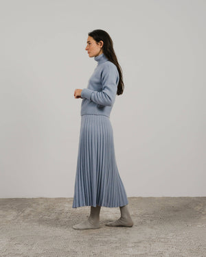 Cashmere blend pleated skirt (3D knit): Caramello