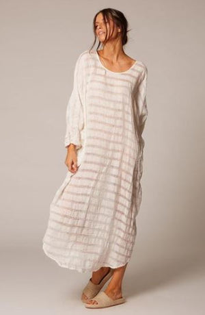 Estilo Emporio Neve Dress - Natural White Stripe - LUXAMORE AUSTRALIA