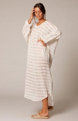 Estilo Emporio Neve Dress - Natural White Stripe - LUXAMORE AUSTRALIA