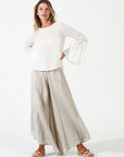 Estilo Emporio Halston Top - Natural - LUXAMORE -Tops-Estilo Emporio Halston Top Natural In signature netted rete weave is a nod to the 70s boho luxe with an understated flared sleeve for a contemporary fluid shape