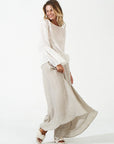 Estilo Emporio Halston Top - Natural - LUXAMORE -Tops-Estilo Emporio Halston Top Natural In signature netted rete weave is a nod to the 70s boho luxe with an understated flared sleeve for a contemporary fluid shape