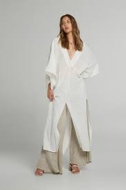 Estilo Emporio Le Robe Linen Dress - LUXAMORE -Dress-Estilo Emporio Le Robe LInen Dress Slim-fit maxi design with a plunging neckline and front slit for timeless elegance. Shop Estilo Emporio Dresses from Luxamore