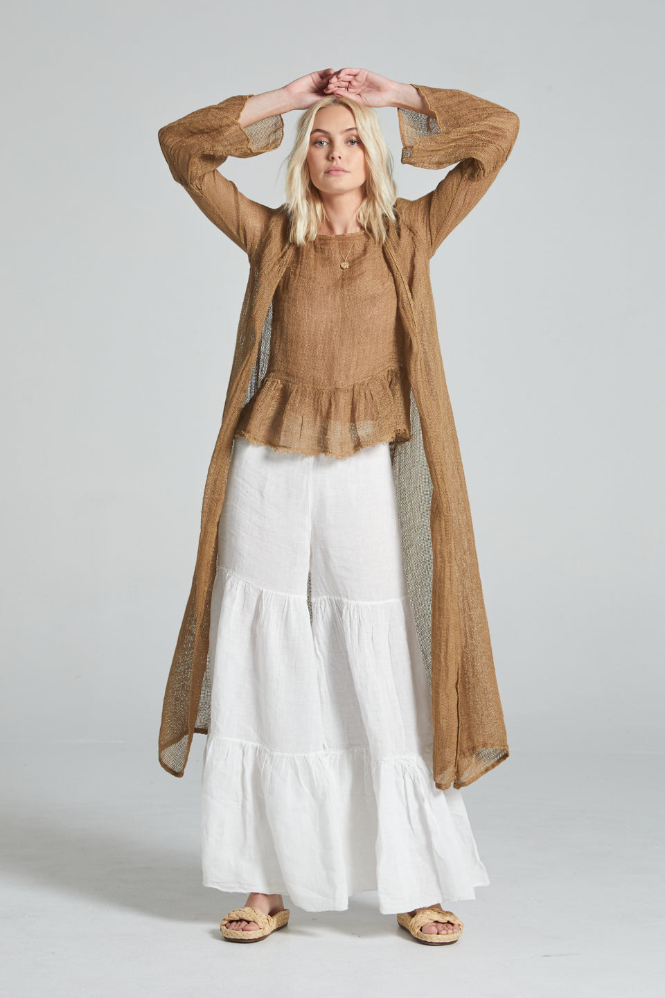 Estilo Emporio Twiggy Maxi Cloak - Rete Panna - LUXAMORE -Kimono-Estilo Emporio Twiggy Maxi Cloak boasts billowy linen tailoring at its finest, offering a luxurious silhouette. It gracefully drops close to the floor. Shop Now