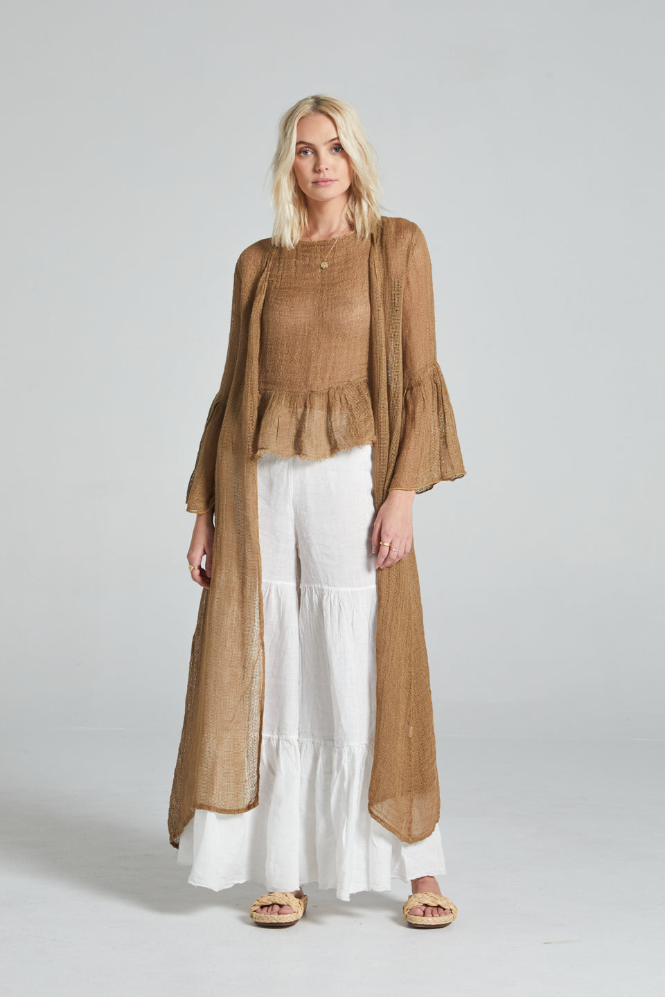 Estilo Emporio Twiggy Maxi Cloak - Rete Panna - LUXAMORE -Kimono-Estilo Emporio Twiggy Maxi Cloak boasts billowy linen tailoring at its finest, offering a luxurious silhouette. It gracefully drops close to the floor. Shop Now