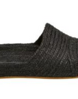 Woman Wearing Estilo Emporio Woven Jute Slide - Black last pair size 38 - Shoes LUXAMORE