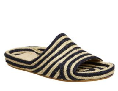 Estilo Emporio Woven Jute Flat Slide - Navy / Natural Stripe - LUXAMORE AUSTRALIA