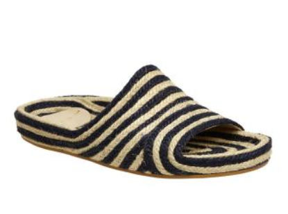 Estilo Emporio Woven Jute Flat Slide - Navy / Natural Stripe - LUXAMORE AUSTRALIA