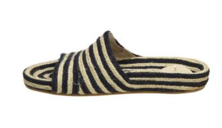 Estilo Emporio Woven Jute Flat Slide - Navy / Natural Stripe - LUXAMORE AUSTRALIA